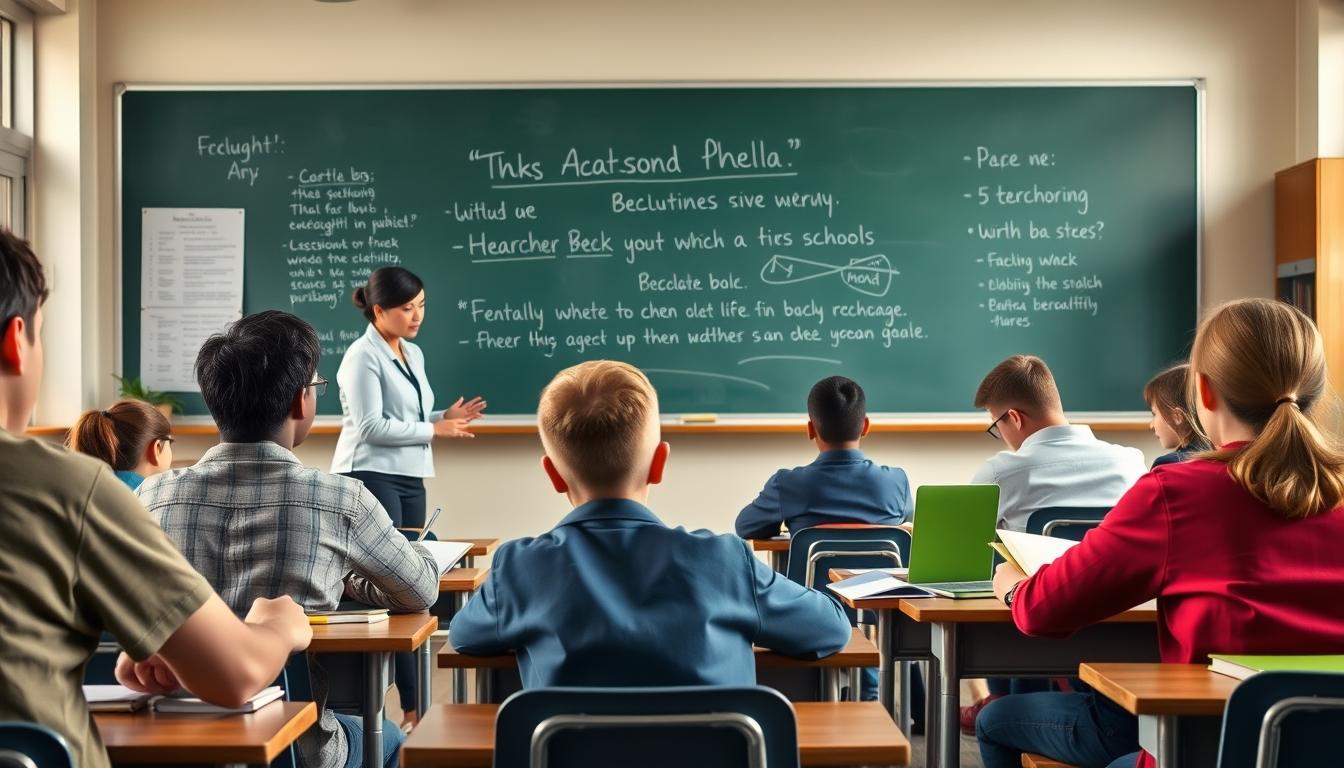 Students studying together in modern classroom